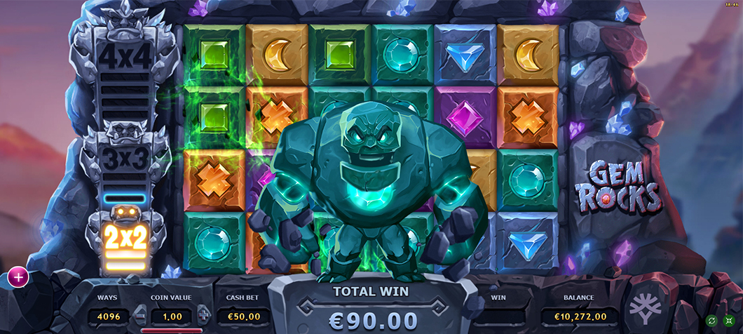 In-game view of Gem Rocks slot